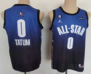 Men%27s Boston Celtics #0 Jayson Tatum Navy Blue 2022 All Star 6 Patch Icon Sponsor Swingman Jersey